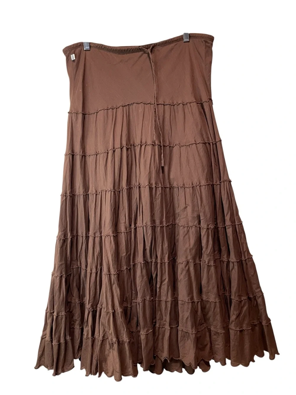 VTG Hollister 100% Cotton Brown Tiered Maxi Skirt - Picture 1 of 8
